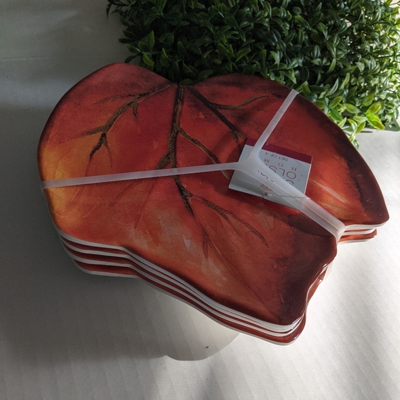 Sigrid Olsen Fall Autumn Melamine Orange Rustic Gold 4 Trays Plates - Picture 1 of 6